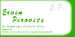 ervin pirovits business card